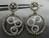 ESTATE LARGE 1.66CT DIAMOND 14K TWO TONE GOLD ETOILE CIRCULAR HANGING EARRINGS