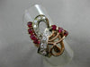 ANTIQUE LARGE 1.2CT OLD MINE DIAMOND & AAA RUBY 14K WHITE & ROSE GOLD RING 22916