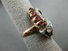 ANTIQUE LARGE 1.2CT OLD MINE DIAMOND & AAA RUBY 14K WHITE & ROSE GOLD RING 22916