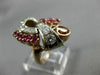 ANTIQUE LARGE 1.2CT OLD MINE DIAMOND & AAA RUBY 14K WHITE & ROSE GOLD RING 22916