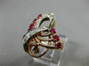 ANTIQUE LARGE 1.2CT OLD MINE DIAMOND & AAA RUBY 14K WHITE & ROSE GOLD RING 22916