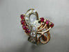 ANTIQUE LARGE 1.2CT OLD MINE DIAMOND & AAA RUBY 14K WHITE & ROSE GOLD RING 22916