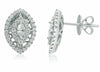 LARGE .87CT ROUND & MARQUISE DIAMOND 14K WHITE GOLD TEAR DROP HALO STUD EARRINGS