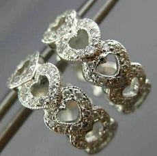 ESTATE WIDE .62CT DIAMOND 14KT WHITE GOLD 3D MULTI HEART LOVE HUGGIE EARRINGS