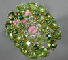 5.13CT DIAMOND & AAA PERIDOT & TSAVORITE 14K YELLOW GOLD 3D FILIGREE FLOWER RING