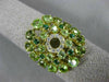 5.13CT DIAMOND & AAA PERIDOT & TSAVORITE 14K YELLOW GOLD 3D FILIGREE FLOWER RING