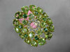 5.13CT DIAMOND & AAA PERIDOT & TSAVORITE 14K YELLOW GOLD 3D FILIGREE FLOWER RING