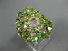 5.13CT DIAMOND & AAA PERIDOT & TSAVORITE 14K YELLOW GOLD 3D FILIGREE FLOWER RING