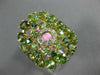 5.13CT DIAMOND & AAA PERIDOT & TSAVORITE 14K YELLOW GOLD 3D FILIGREE FLOWER RING