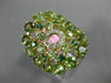 5.13CT DIAMOND & AAA PERIDOT & TSAVORITE 14K YELLOW GOLD 3D FILIGREE FLOWER RING