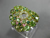 5.13CT DIAMOND & AAA PERIDOT & TSAVORITE 14K YELLOW GOLD 3D FILIGREE FLOWER RING