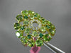 5.13CT DIAMOND & AAA PERIDOT & TSAVORITE 14K YELLOW GOLD 3D FILIGREE FLOWER RING