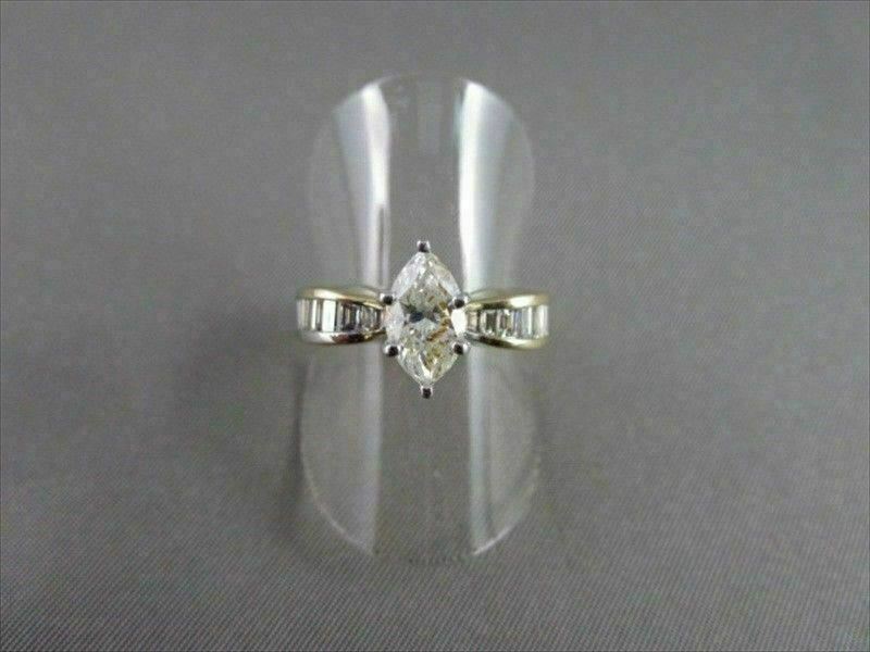 ESTATE 1.93CT MARQUISE BAGUETTE DIAMOND 14K WHITE & YELLOW GOLD ANNIVERSARY RING