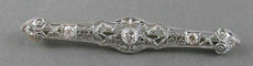 ANTIQUE 1.60CTW OLD MINE CUT DIAMOND PLATINUM OPEN FILIGREE PIN BROOCH F/G #2121