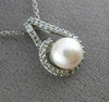 ESTATE .20CT DIAMOND & SOUTH SEA PEARL 14K WHITE GOLD HALO 3D FLOATING PENDANT