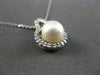 ESTATE .20CT DIAMOND & SOUTH SEA PEARL 14K WHITE GOLD HALO 3D FLOATING PENDANT