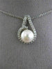 ESTATE .20CT DIAMOND & SOUTH SEA PEARL 14K WHITE GOLD HALO 3D FLOATING PENDANT