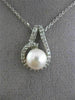ESTATE .20CT DIAMOND & SOUTH SEA PEARL 14K WHITE GOLD HALO 3D FLOATING PENDANT