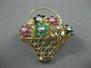 ANTIQUE 2.85CT DIAMOND & SAPPHIRE RUBY EMERALD FLOWER BASKET PENDANT PIN #1866