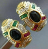 ANTIQUE LARGE 2.64CT DIAMOND & MULTI-GEM 14KT TWO TONE CLIP ON EARRINGS #21745