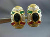 ANTIQUE LARGE 2.64CT DIAMOND & MULTI-GEM 14KT TWO TONE CLIP ON EARRINGS #21745