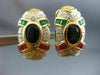 ANTIQUE LARGE 2.64CT DIAMOND & MULTI-GEM 14KT TWO TONE CLIP ON EARRINGS #21745