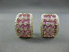 WIDE 2.90CTW PINK SAPPHIRE DIAMOND 18KT WHITE & YELLOW GOLD EARRINGS #21752