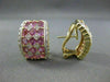 WIDE 2.90CTW PINK SAPPHIRE DIAMOND 18KT WHITE & YELLOW GOLD EARRINGS #21752