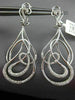 ESTATE 1.17CT DIAMOND 18KT WHITE GOLD 3D MULTI WAVE CLIP ON HANGING EARRINGS