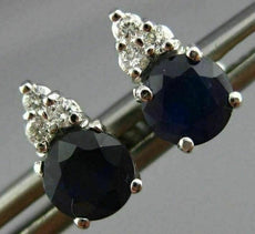 ESTATE 1.10CT DIAMOND & AAA SAPPHIRE 14K WHITE GOLD CLASSIC STUD EARRINGS #25728
