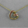 ESTATE RUBY HANGING OPEN HEART 3D CHANNEL 14KT YELLOW GOLD PENDANT + CHAIN ##925