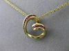 ESTATE RUBY HANGING OPEN HEART 3D CHANNEL 14KT YELLOW GOLD PENDANT + CHAIN ##925