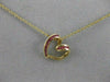 ESTATE RUBY HANGING OPEN HEART 3D CHANNEL 14KT YELLOW GOLD PENDANT + CHAIN ##925