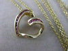 ESTATE RUBY HANGING OPEN HEART 3D CHANNEL 14KT YELLOW GOLD PENDANT + CHAIN ##925