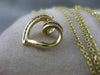 ESTATE RUBY HANGING OPEN HEART 3D CHANNEL 14KT YELLOW GOLD PENDANT + CHAIN ##925