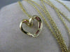 ESTATE RUBY HANGING OPEN HEART 3D CHANNEL 14KT YELLOW GOLD PENDANT + CHAIN ##925