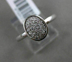 ESTATE WIDE .15CT ROUND DIAMOND 14K WHITE GOLD 3D OVAL CLASSIC PAVE RING FG VSSI