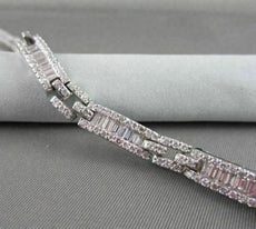 ANTIQUE 5.74CT WIDE 18KT GOLD DIAMOND BAGUETTE & ROUND BRACELET