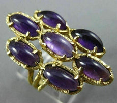 ANTIQUE LARGE 14CT AAA AMETHYST 14KT YELLOW GOLD 3D HANDCRAFTED FLOWER FUN RING