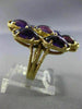 ANTIQUE LARGE 14CT AAA AMETHYST 14KT YELLOW GOLD 3D HANDCRAFTED FLOWER FUN RING