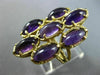 ANTIQUE LARGE 14CT AAA AMETHYST 14KT YELLOW GOLD 3D HANDCRAFTED FLOWER FUN RING