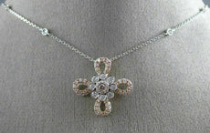 1.05CT WHITE & PINK DIAMOND 14KT WHITE & ROSE GOLD 3D FLOWER BY THE YARD PENDANT