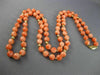 ANTIQUE LONG 14KT YELLOW GOLD BEAD 3D AAA PINK CORAL FILIGREE NECKLACE #25473