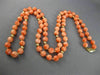 ANTIQUE LONG 14KT YELLOW GOLD BEAD 3D AAA PINK CORAL FILIGREE NECKLACE #25473