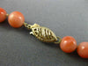 ANTIQUE LONG 14KT YELLOW GOLD BEAD 3D AAA PINK CORAL FILIGREE NECKLACE #25473