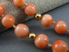 ANTIQUE LONG 14KT YELLOW GOLD BEAD 3D AAA PINK CORAL FILIGREE NECKLACE #25473