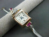 ANTIQUE .58CT OLD MINE DIAMOND AAA RUBY 14K WHITE & ROSE GOLD BLOVA WATCH #22618