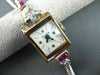 ANTIQUE .58CT OLD MINE DIAMOND AAA RUBY 14K WHITE & ROSE GOLD BLOVA WATCH #22618