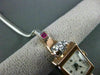 ANTIQUE .58CT OLD MINE DIAMOND AAA RUBY 14K WHITE & ROSE GOLD BLOVA WATCH #22618