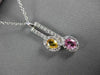 ANTIQUE 1.0CT DIAMOND AAA PINK & YELLOW SAPPHIRE 14K WHITE GOLD FLOATING PENDANT